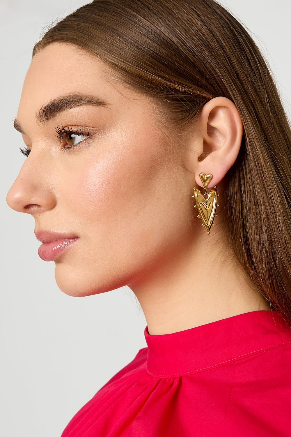 Ohrhänger aus Edelstahl, Herzform, schlicht und elegant, für Damen. Bild4