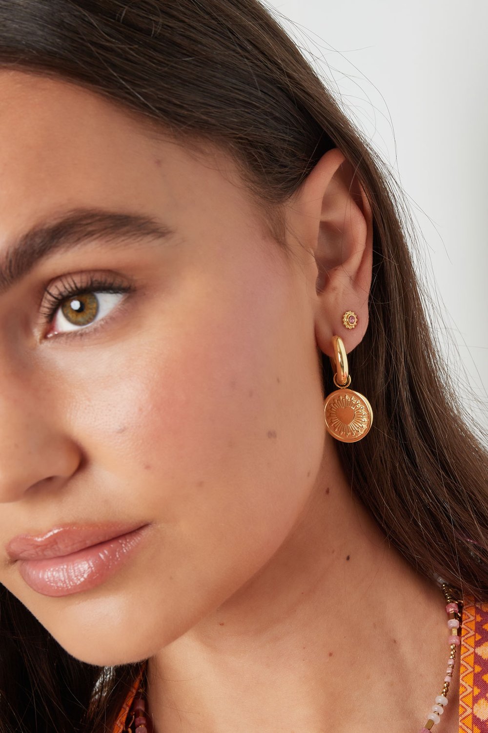 Earrings heart coin - Gold Color Stainless Steel h5Picture3