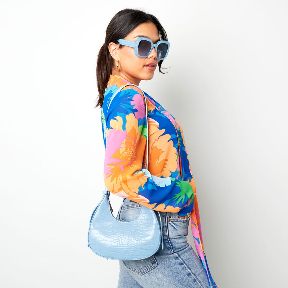 Handbag imitation leather with print Lilac PU Picture6