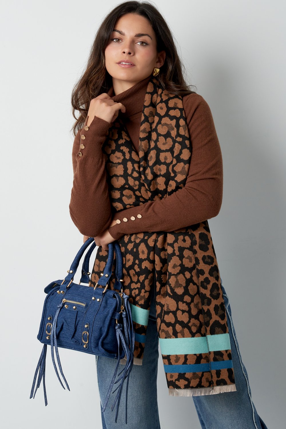 Blue fringed multi-pocket bag Picture5