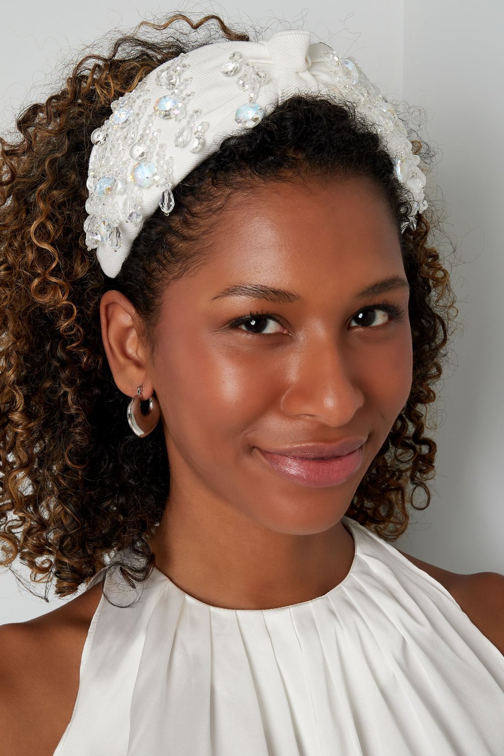 Cerchietto Perle Di Vetro Lilla - Cotone Immagine4