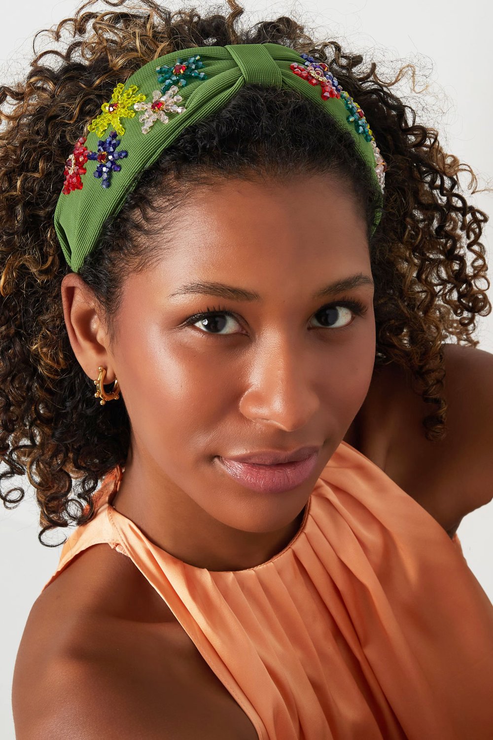 Haarband Grüne Blumen - Polyester Bild6