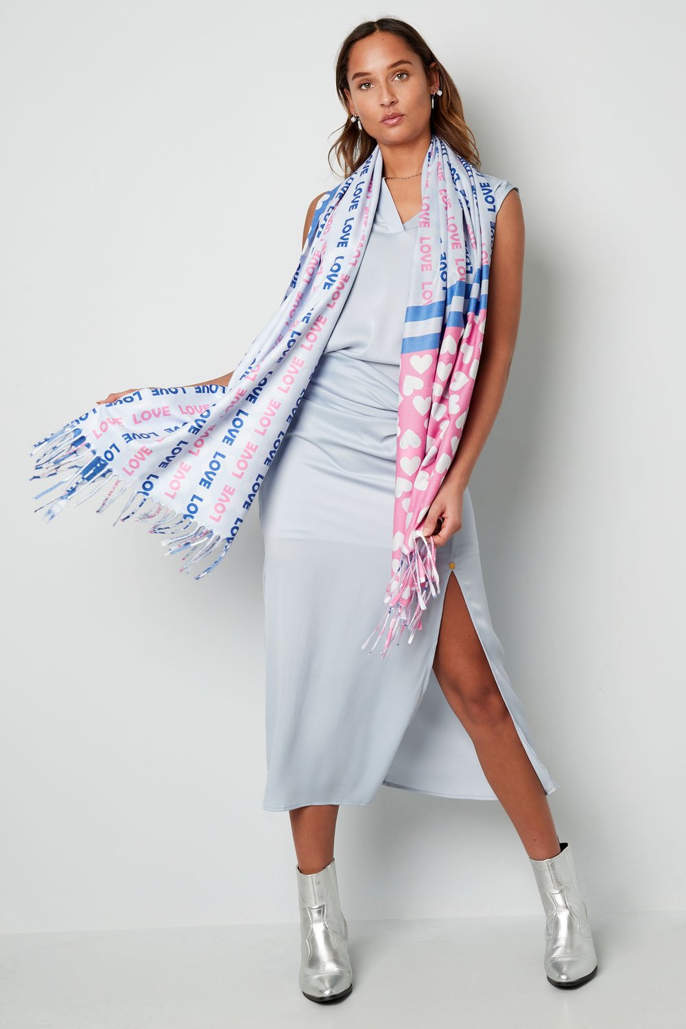 Scarf with double print - orange-pink Picture4