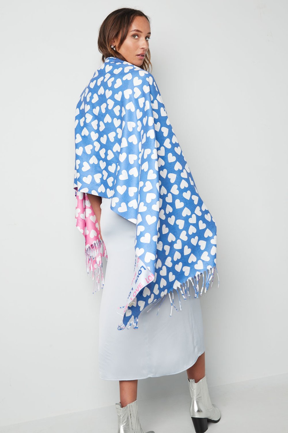 Scarf with double print - orange-pink Picture3