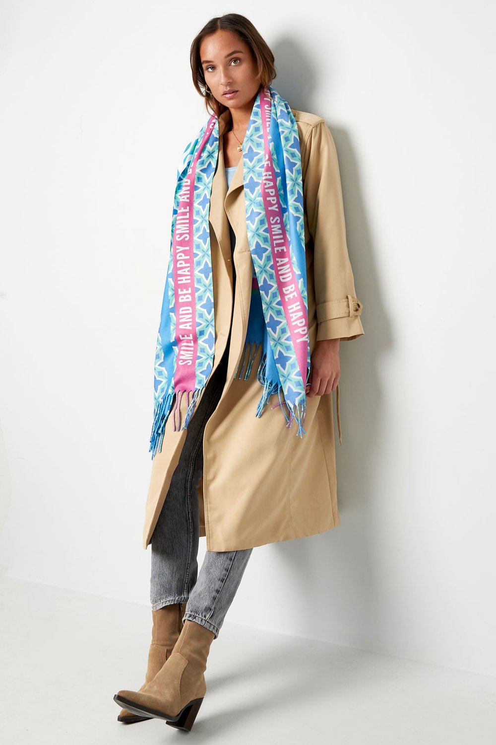 Bufanda con estampado de colores - azul-verde Imagen2