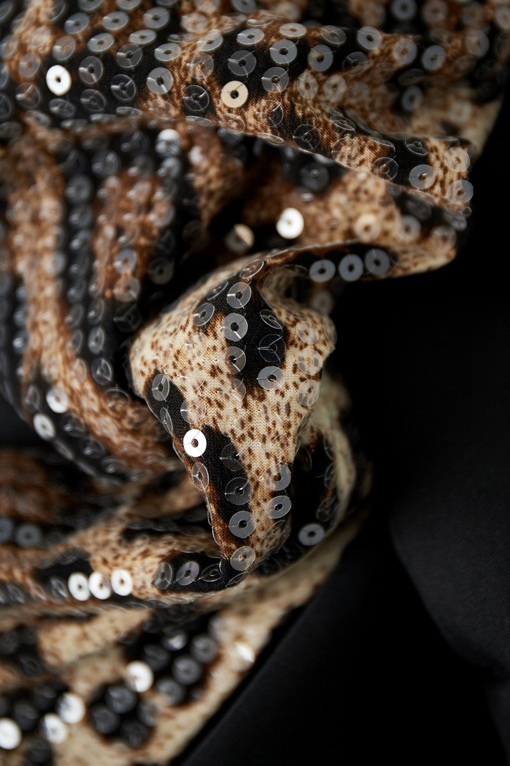 Blazer with leopard print glitter sleeve - gray Picture4