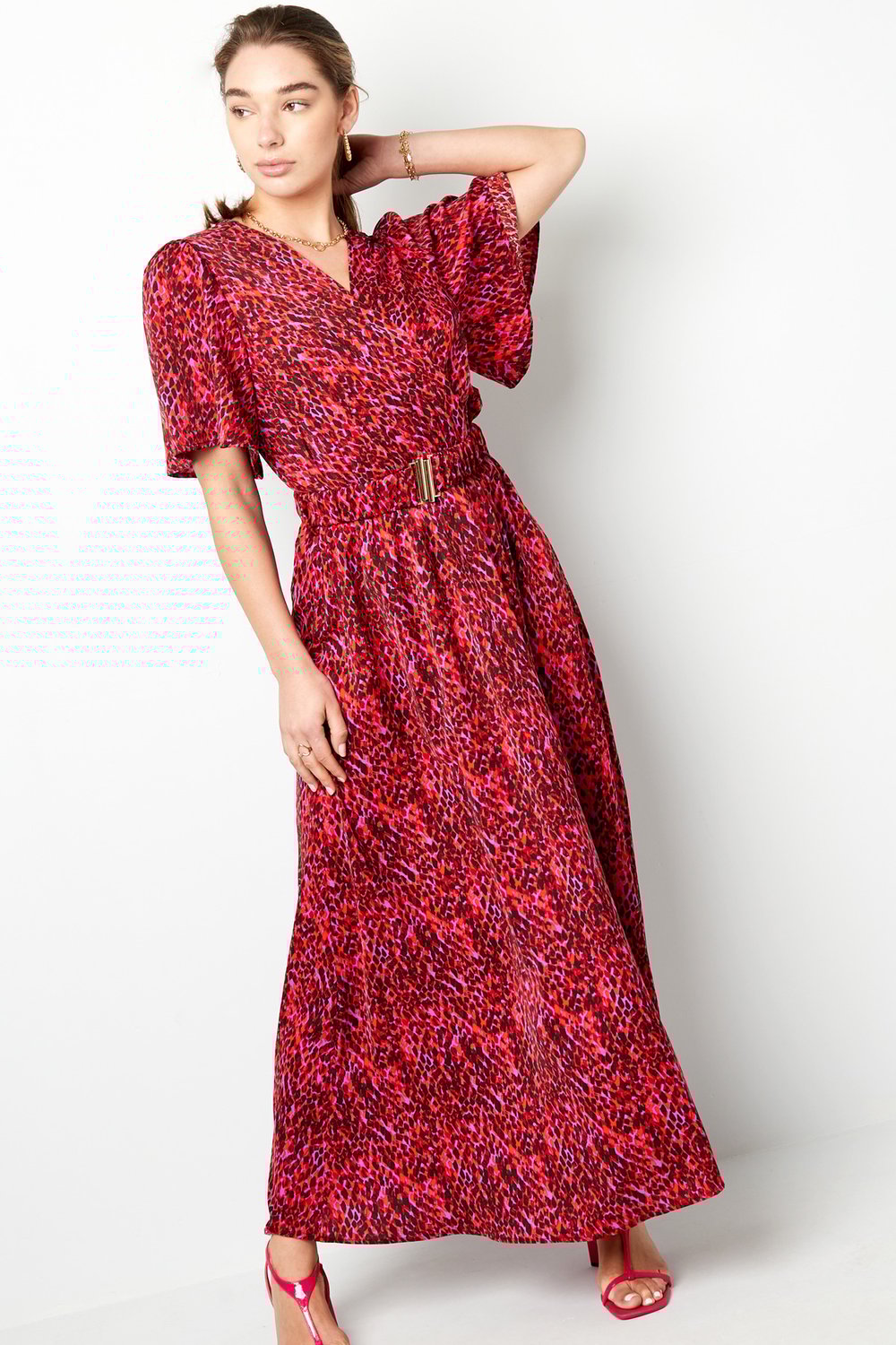 Vestido largo con estampado - rojo S h5Imagen4