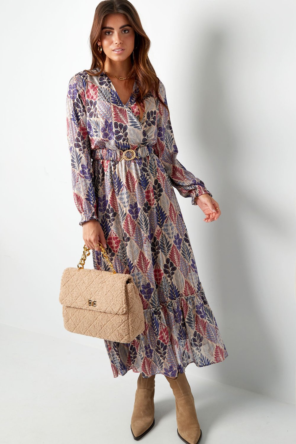 Maxikleid Herbstdruck Beige Multi Bild2