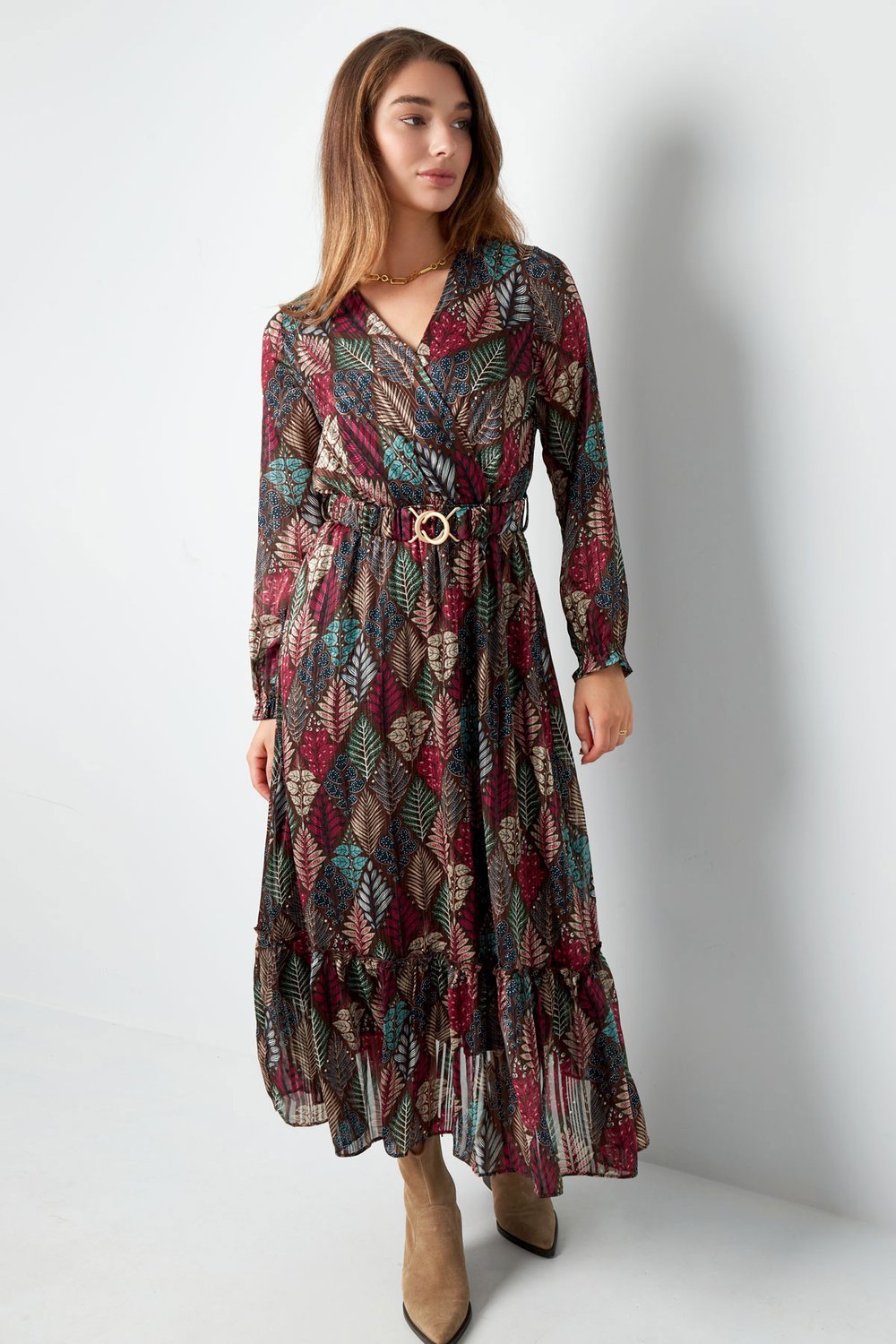 Maxikleid Herbstdruck Beige Multi Bild3