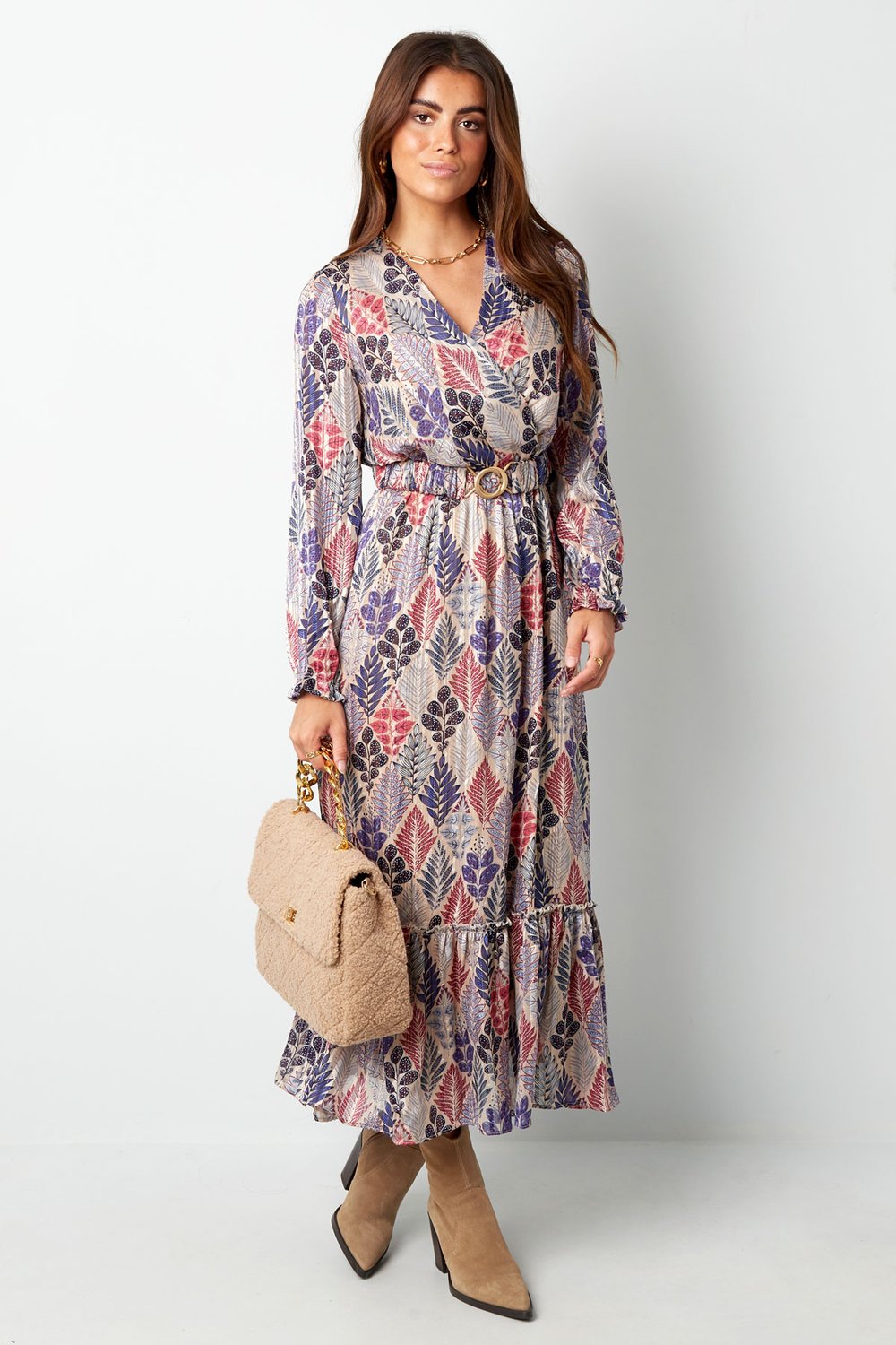 Maxikleid Herbstdruck Beige Multi Bild4