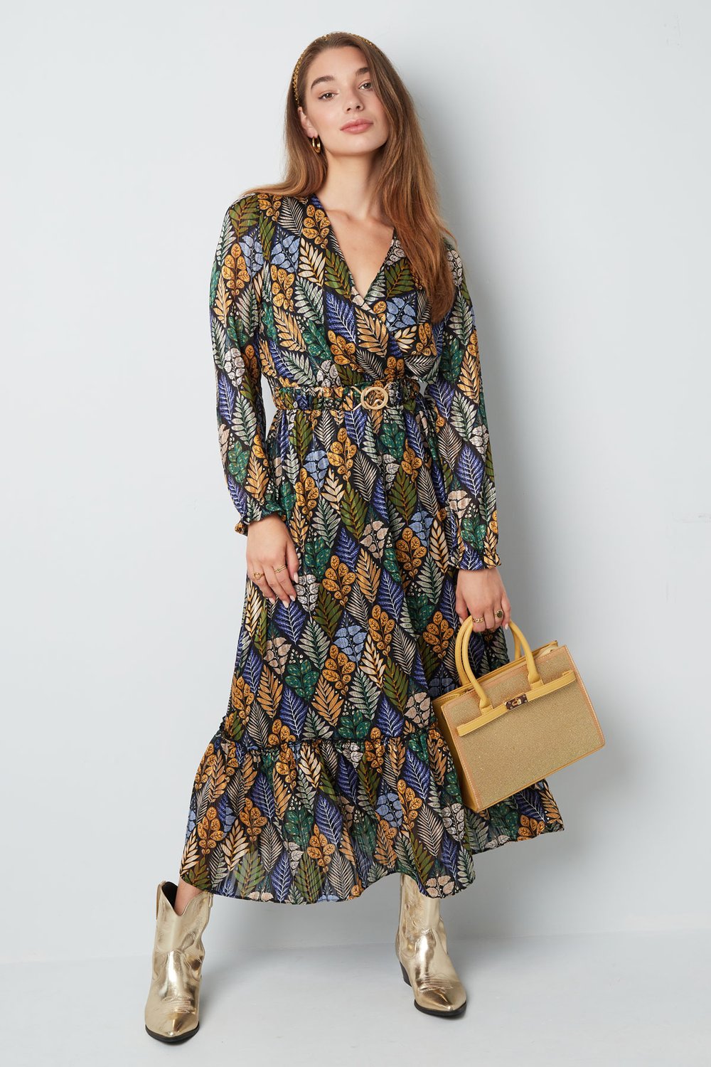 Maxikleid Herbstdruck Beige Multi Bild5