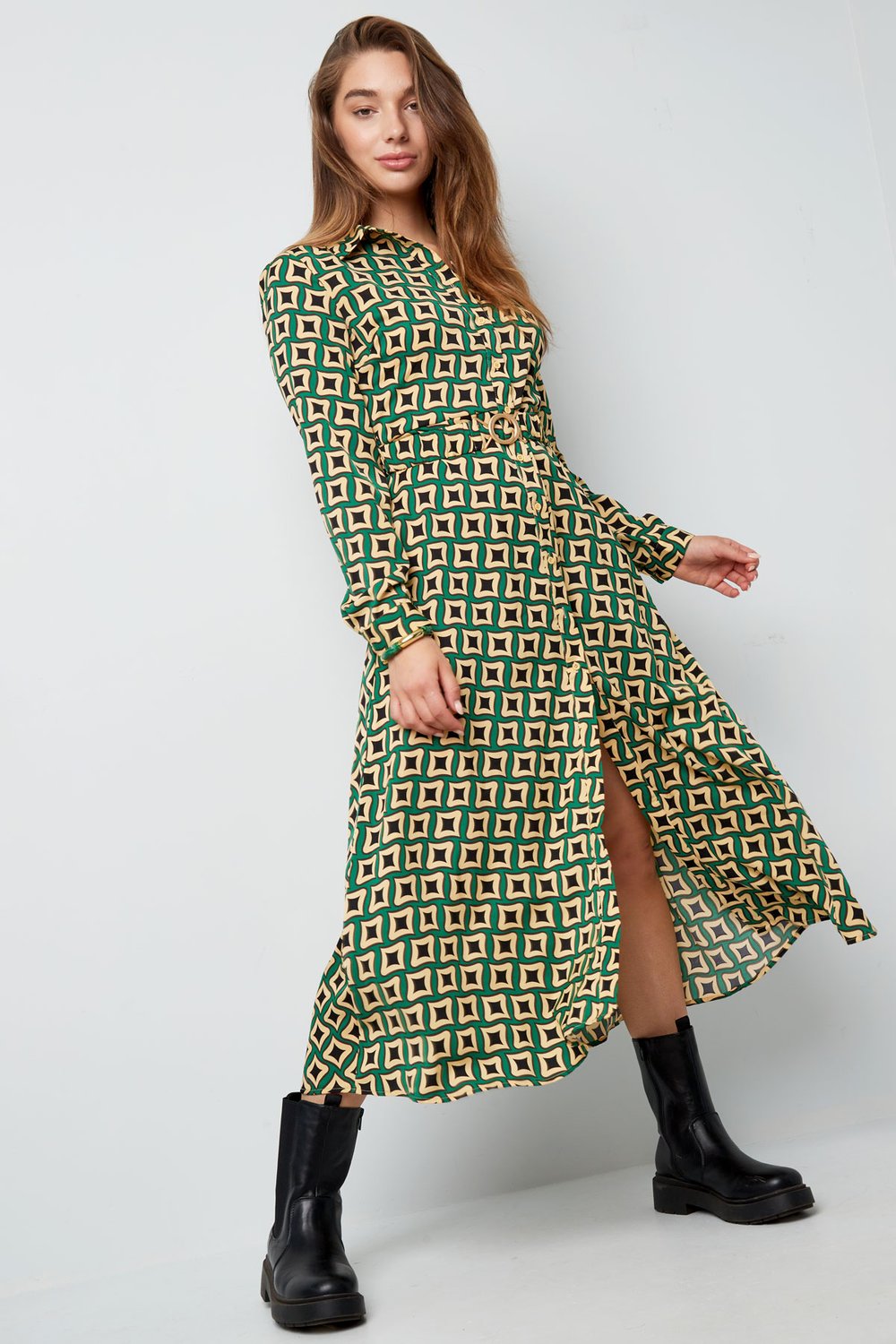 Maxi dress retro print green h5Picture2