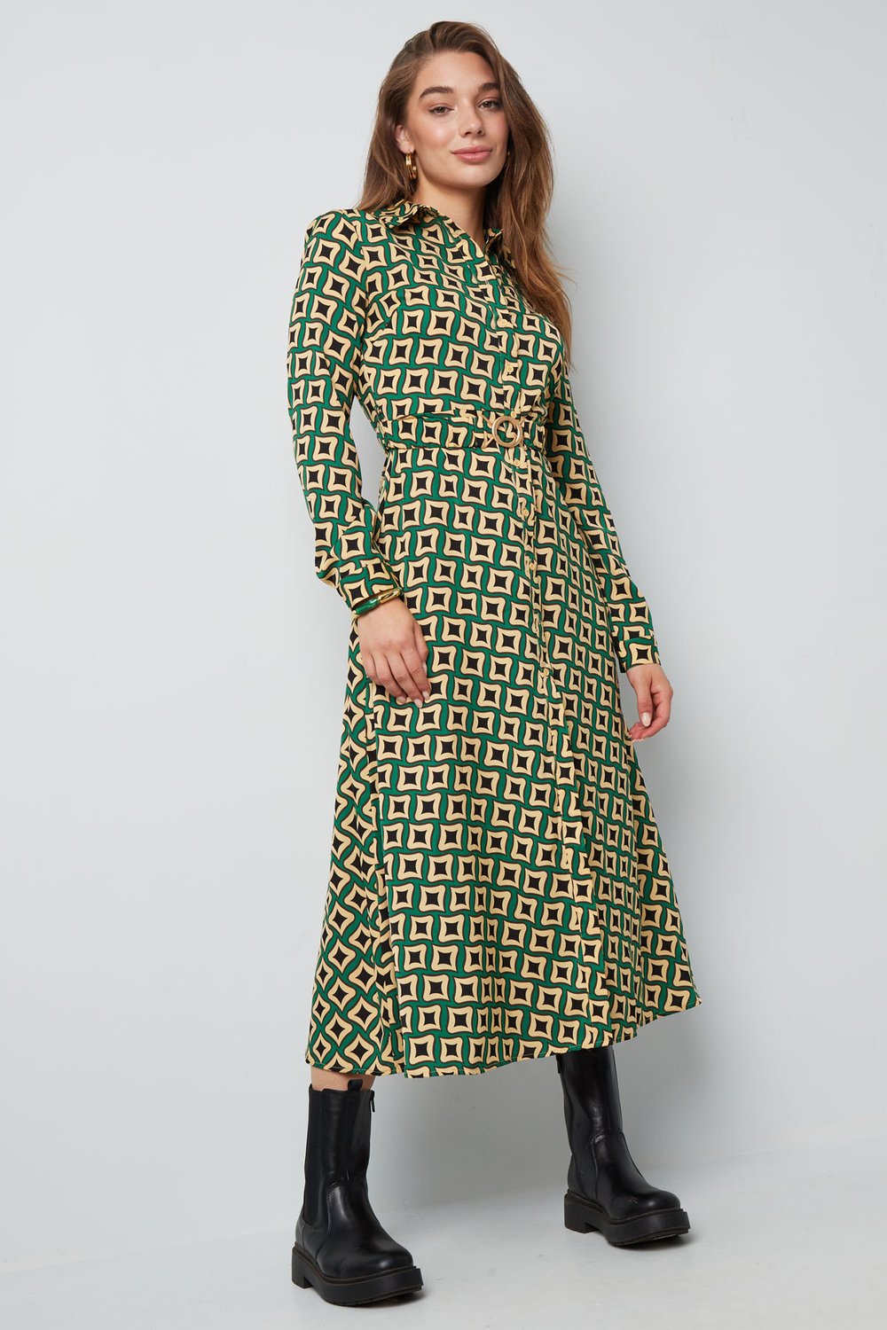 Maxi dress retro print green h5Picture5