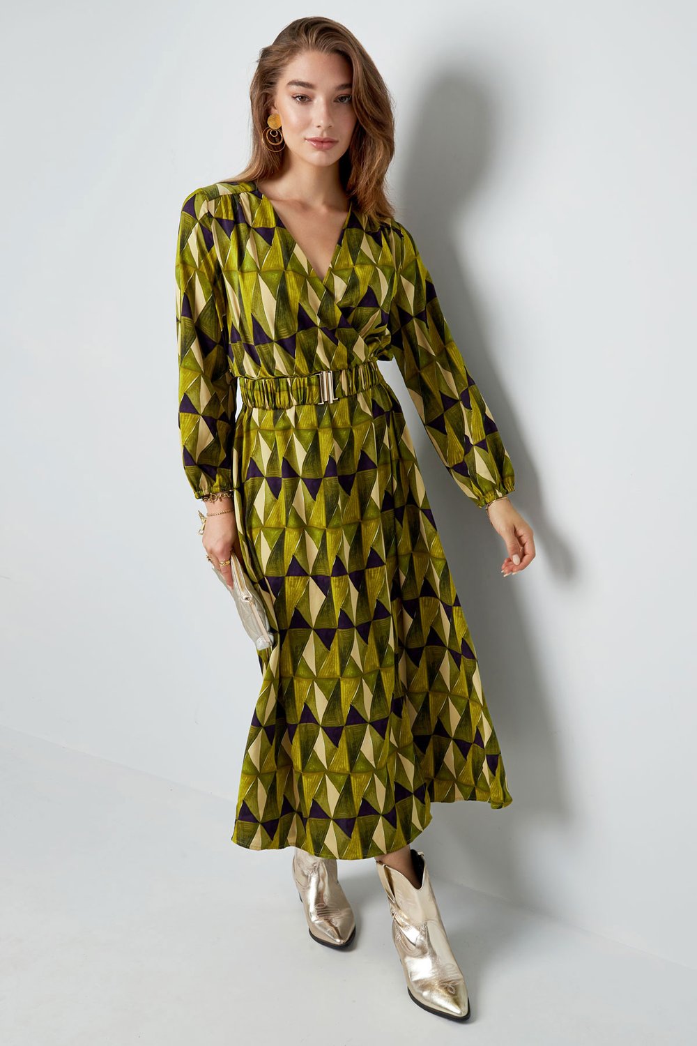 Maxi dress retro print green h5Picture2