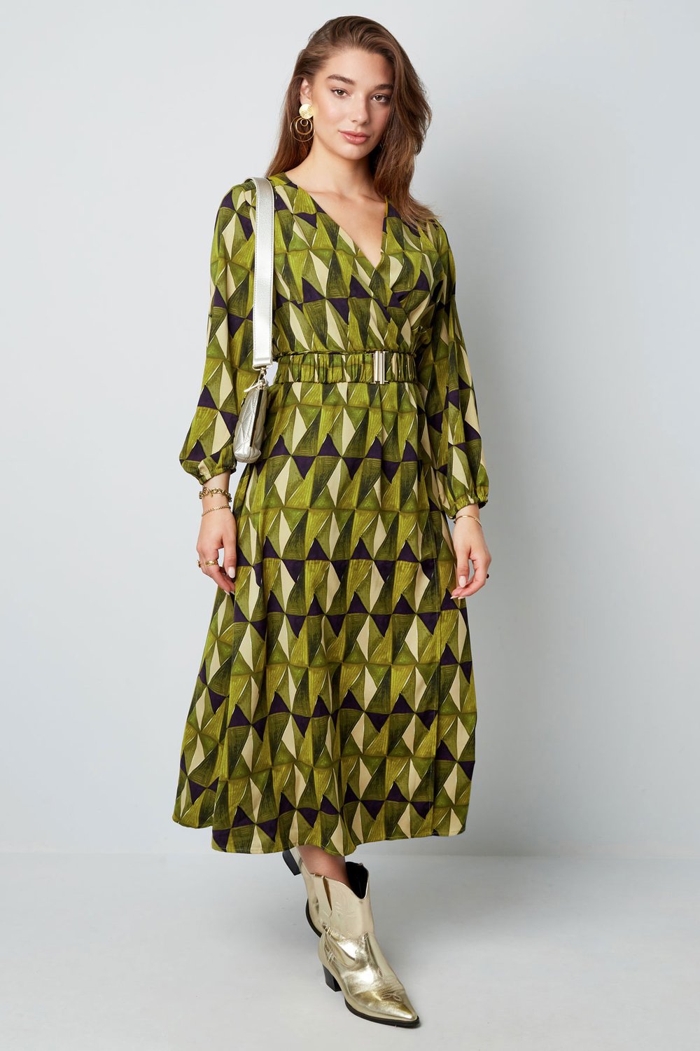 Maxi dress retro print green h5Picture4