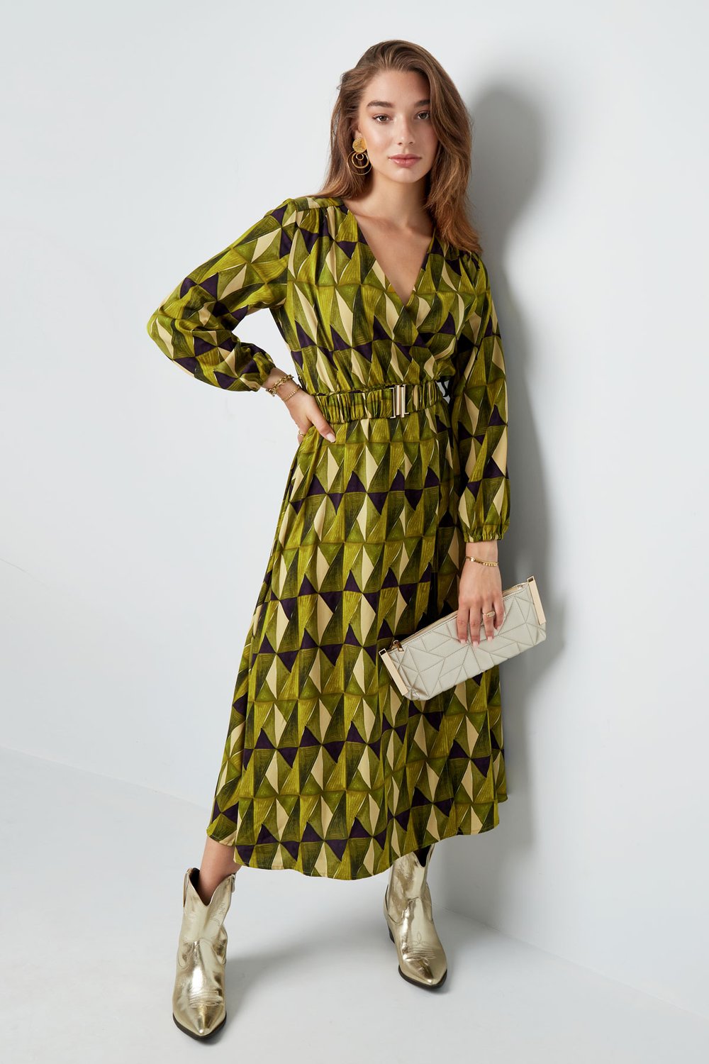 Maxi dress retro print green h5Picture6