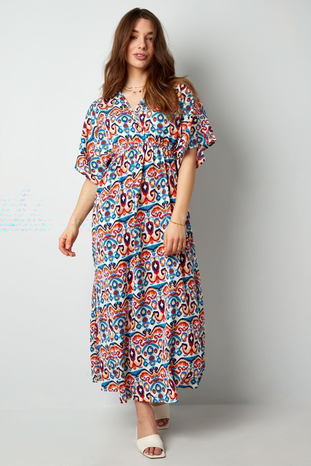 Long dress with print - red/blue - S h5Picture3