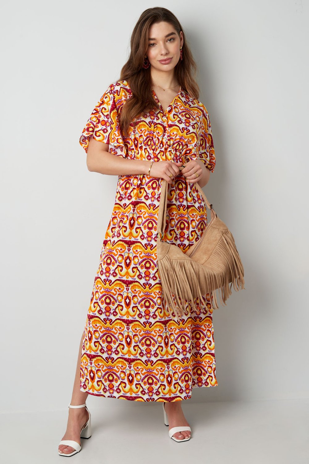 Long dress with print - red/blue - S h5Picture5