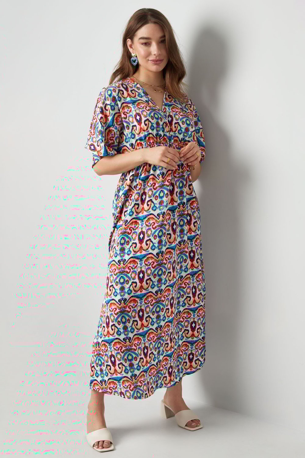 Long dress with print - red/blue - S h5Picture6