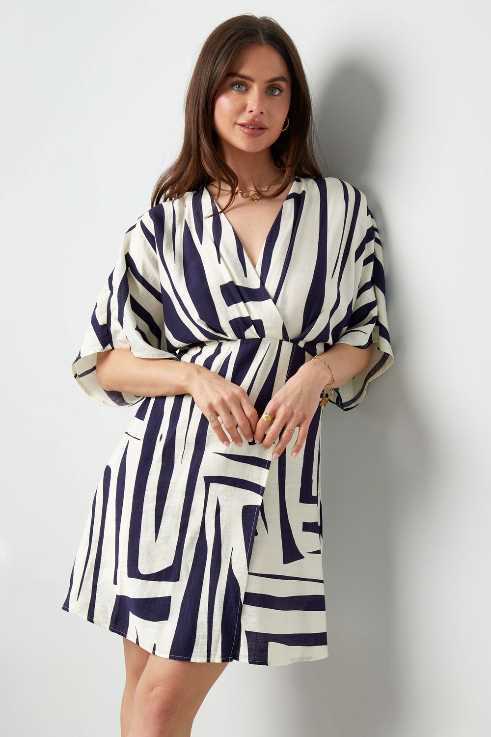 Mini jurk met print - zwart/wit  Afbeelding2