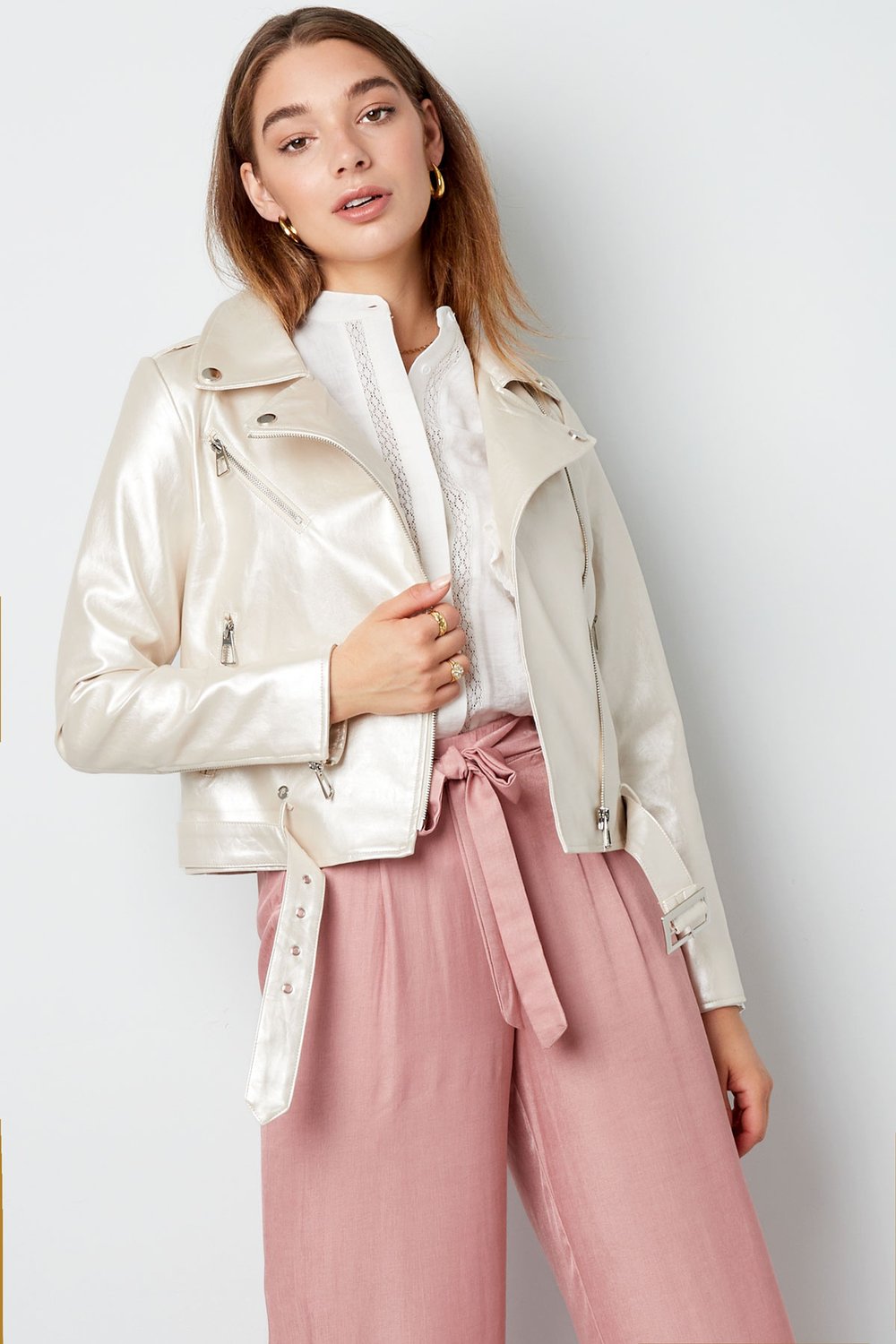 PU-Lederjacke – Silber Bild3