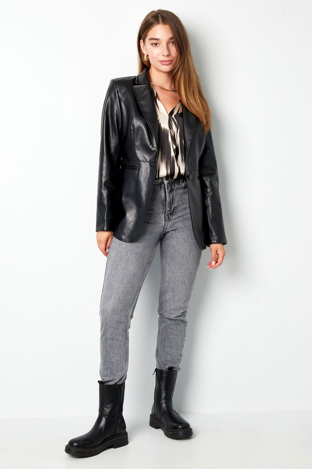 PU-Blazer schwarz - S Bild3