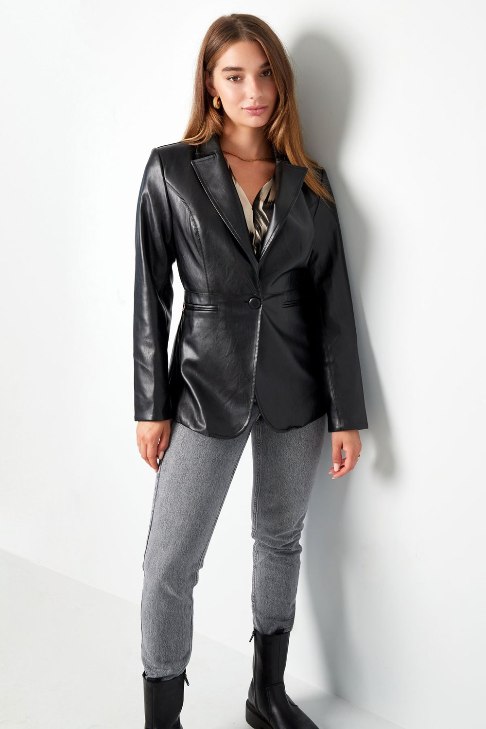 PU-Blazer schwarz - S Bild4