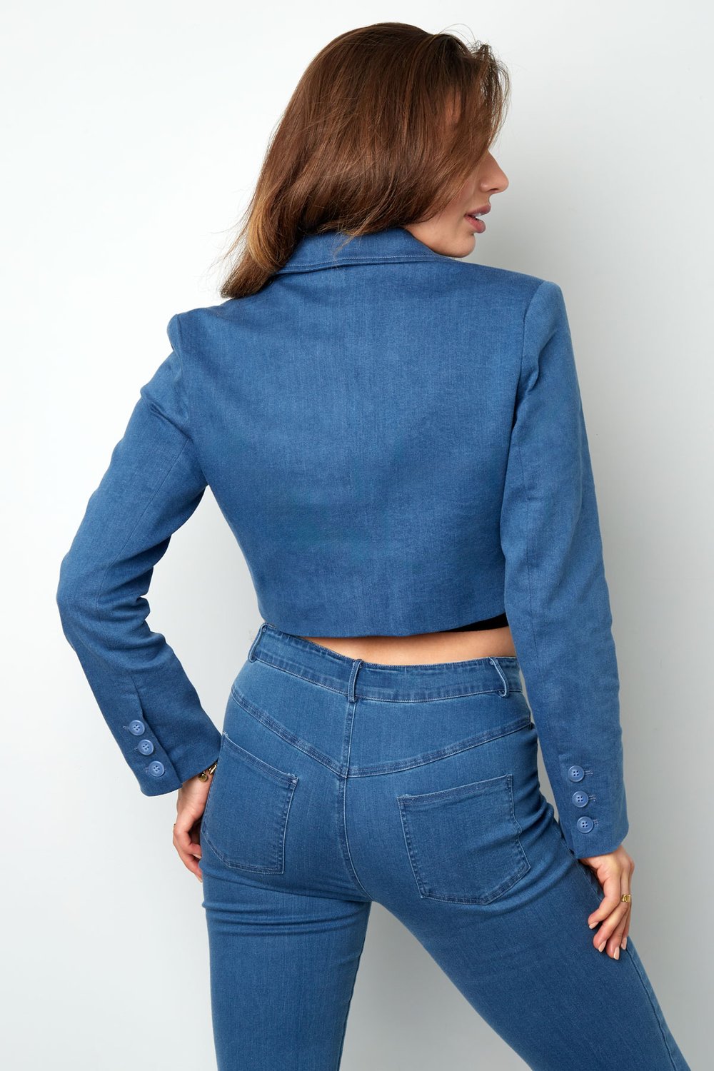 Blazer corto in denim Immagine5