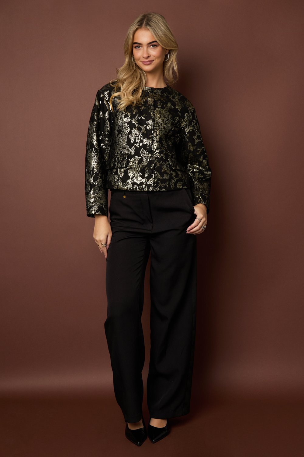 Jacquard Balloon Sleeve Jacket Picture7