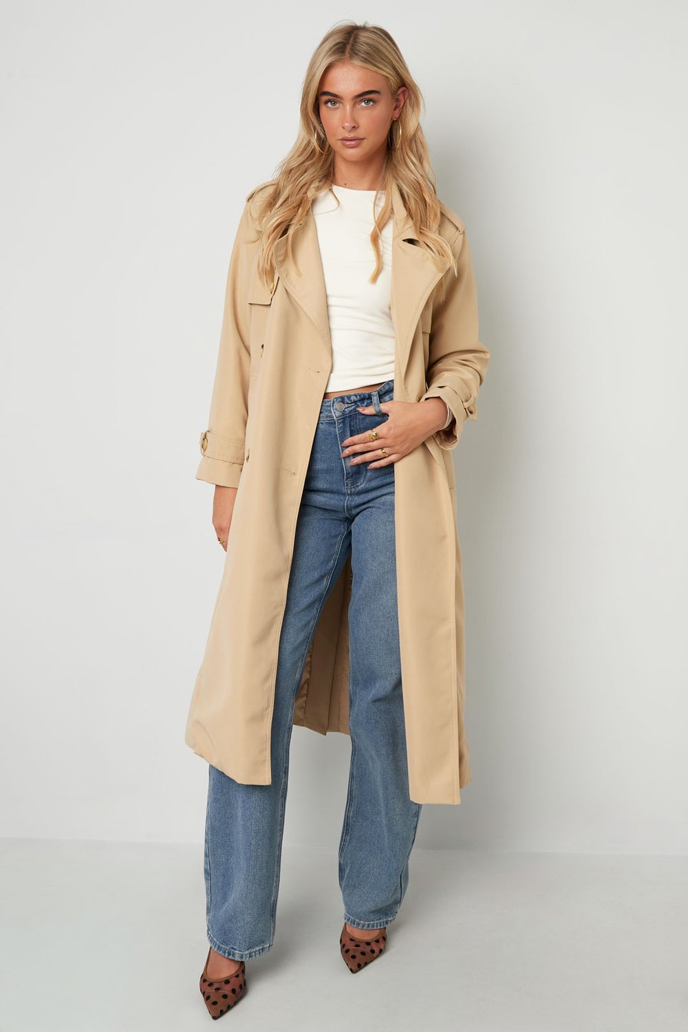 Trench lungo basic - beige S Immagine2