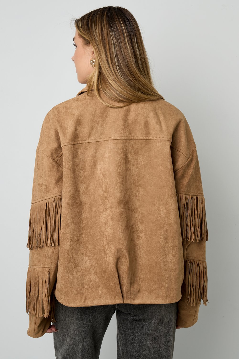 Suede-look jacket with fringes Picture11