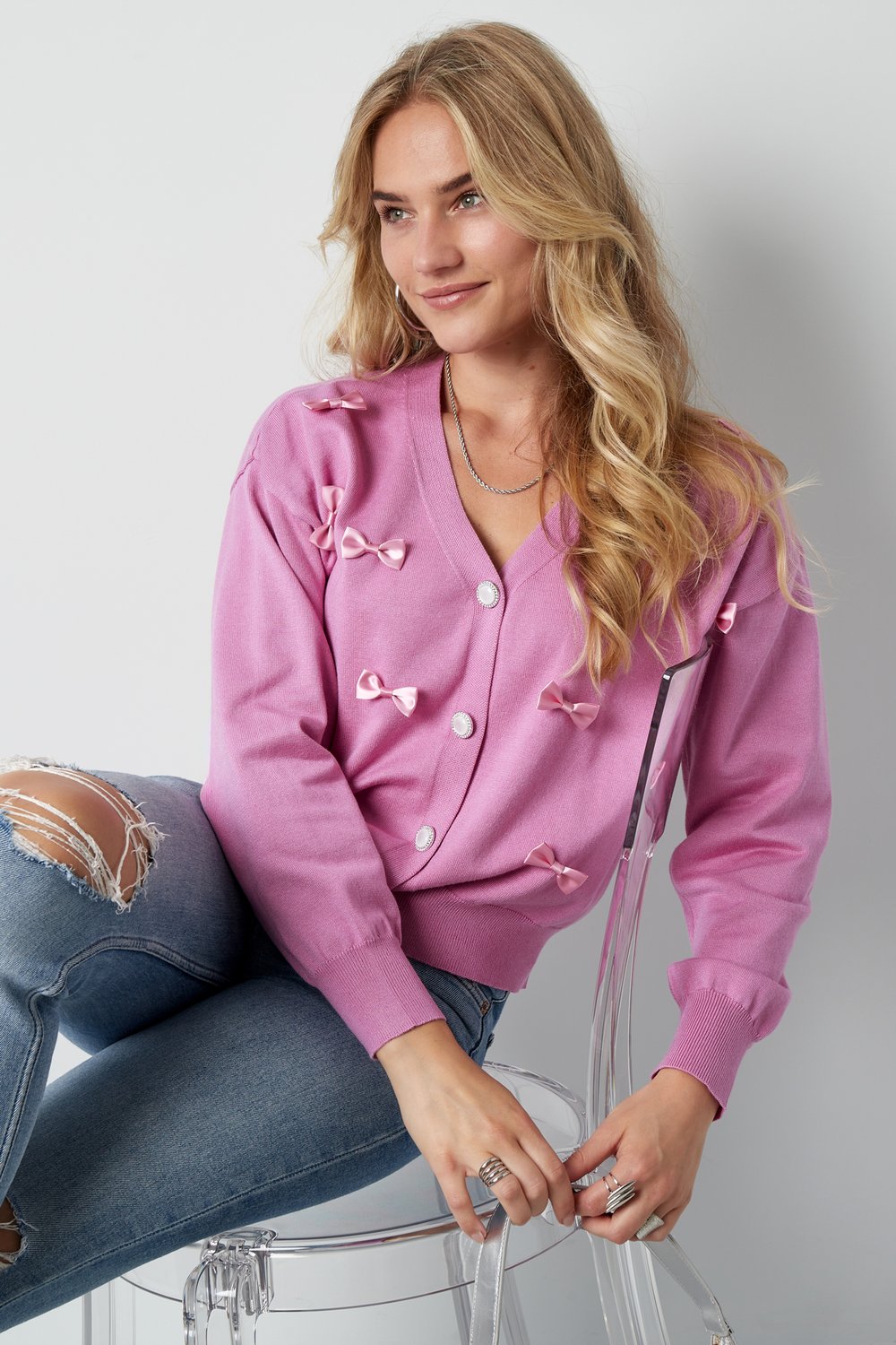 Cardigan con fiocco Immagine3