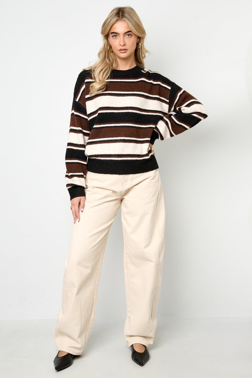 Polyester fiber (polyester) Knit sweaters Stripes Casual Fall/Winter  Clothes Picture6