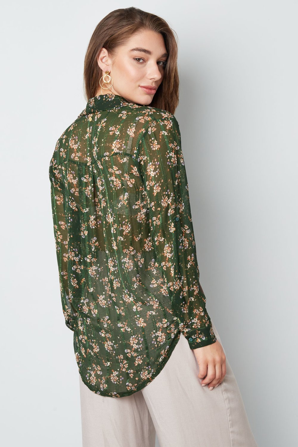 Blouse floral print green Picture8