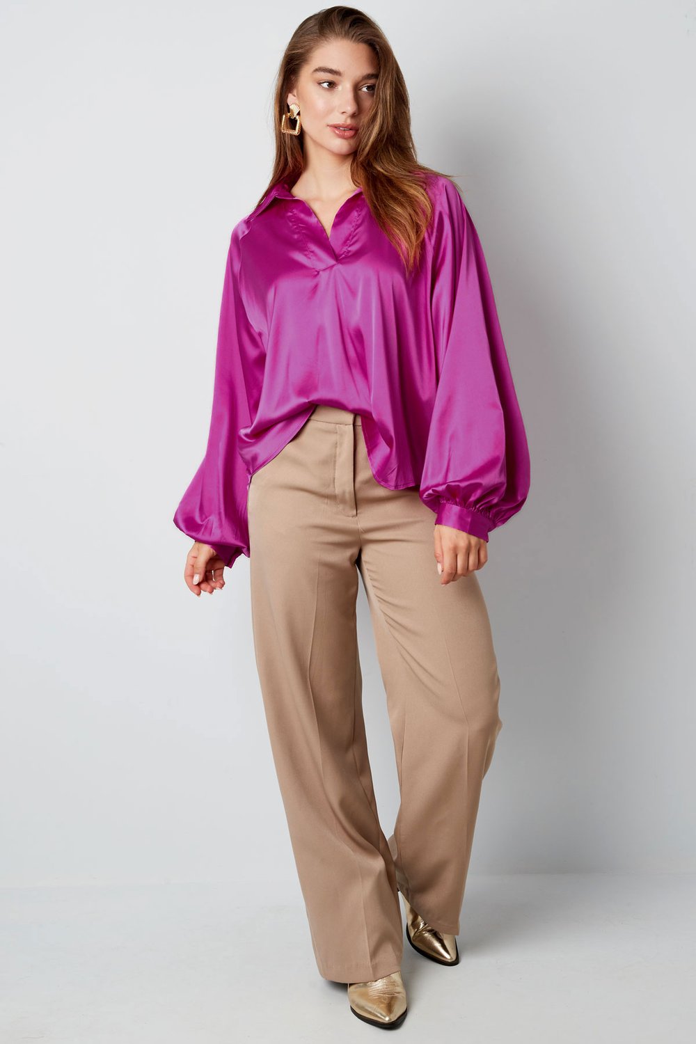 Bluse mit Puffärmeln, lila Bild5