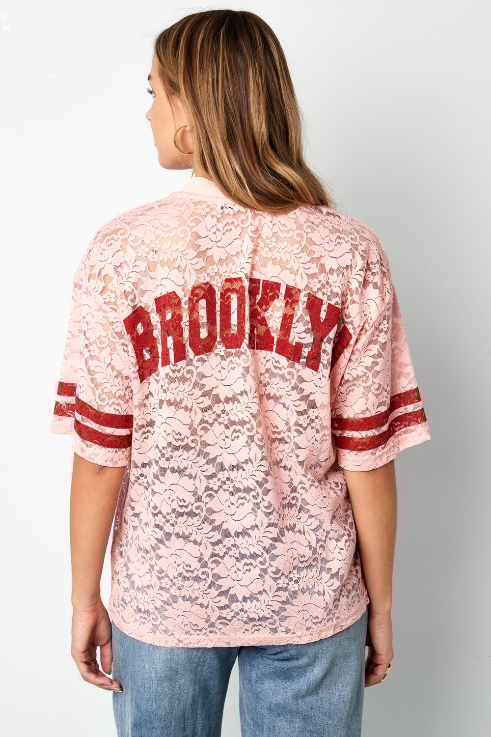 V-Neck Lace American T-shirt Picture12