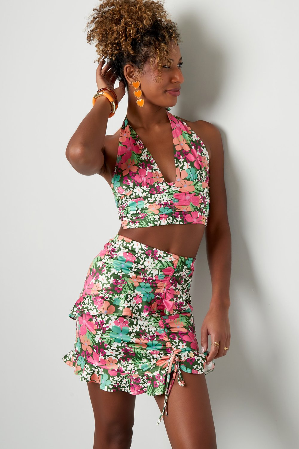 Skirt colorful flowers - green/pink Multi S Picture3