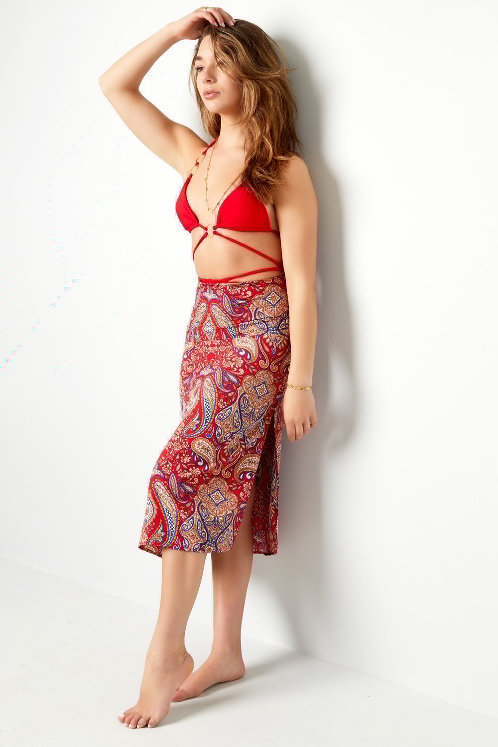 Maxi jupe rouge/bleu S h5Image6