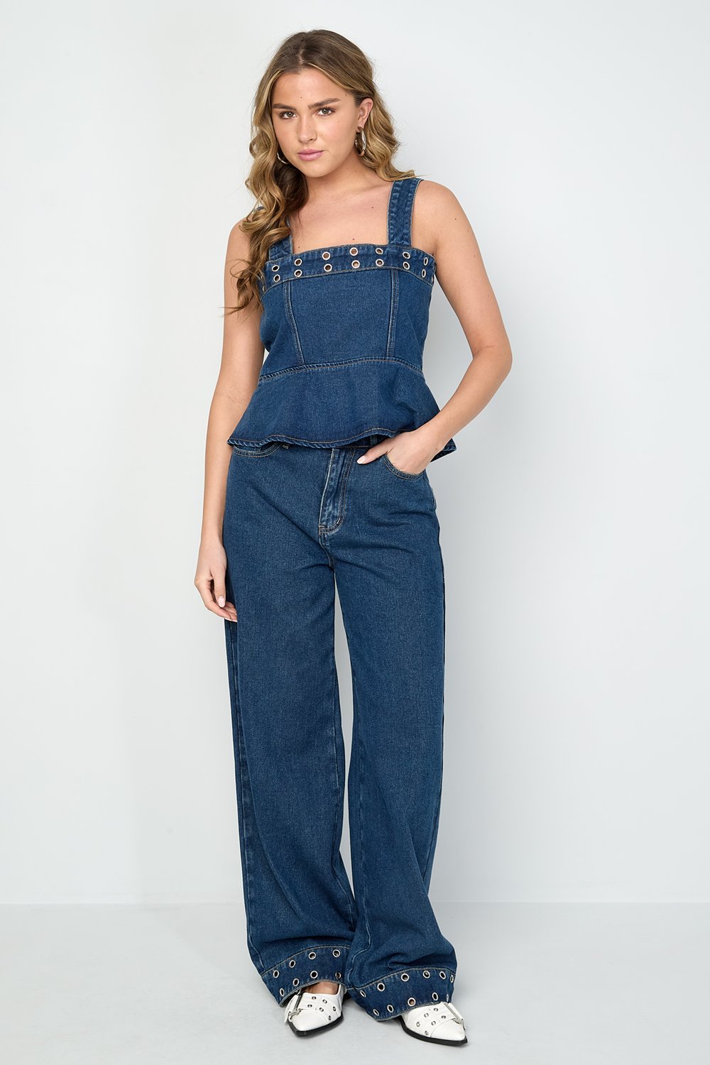 Eyelet Statement Denim Top h5Picture6