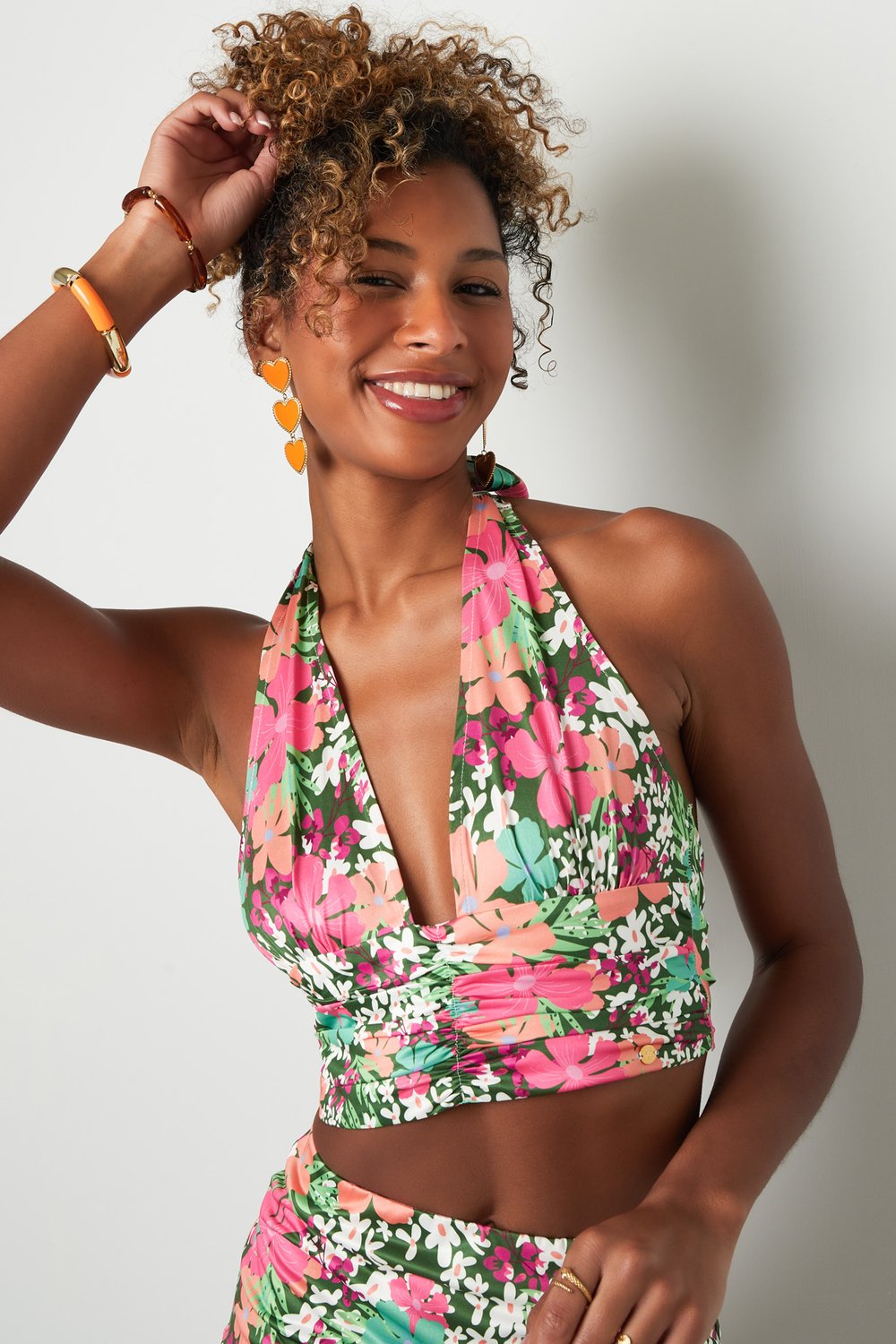 Top colorful flowers - green/pink Multi S h5Picture2