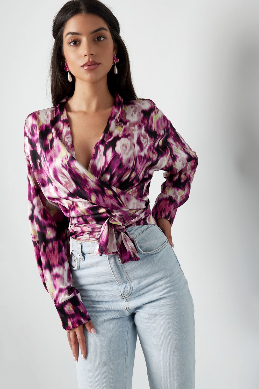 Overslagblouse tijgerprint - groen h5Afbeelding2
