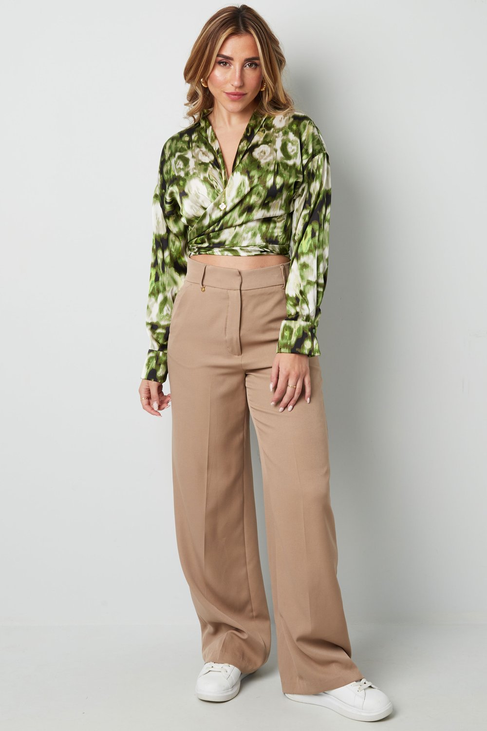 Overslagblouse tijgerprint - groen h5Afbeelding3