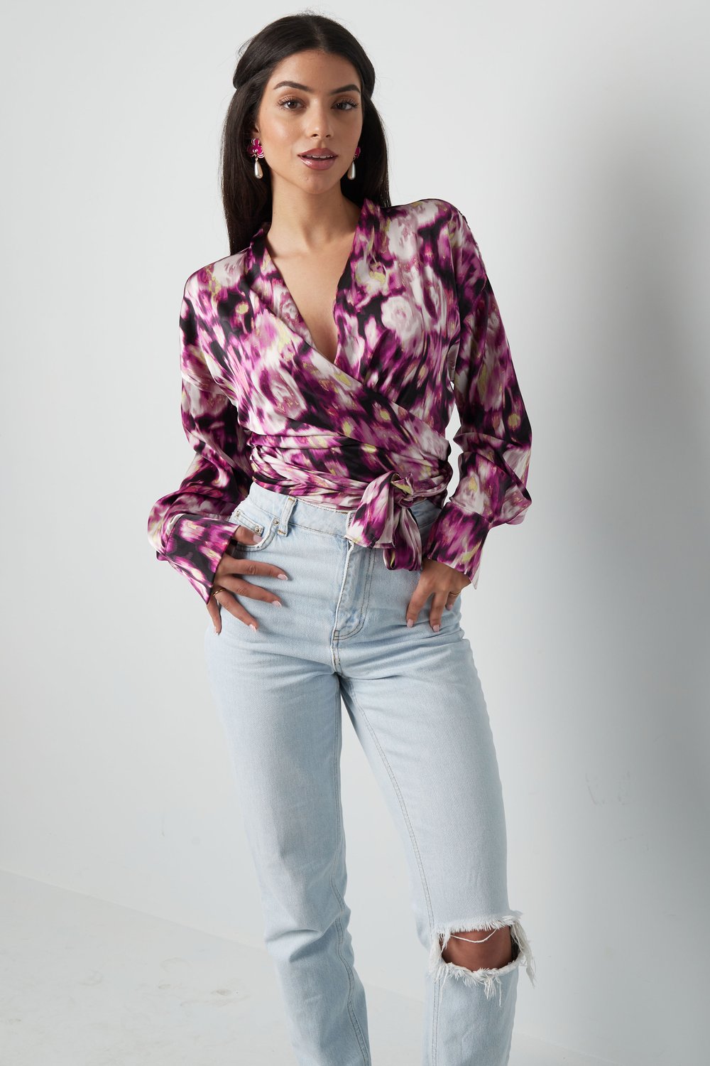 Overslagblouse tijgerprint - groen h5Afbeelding5
