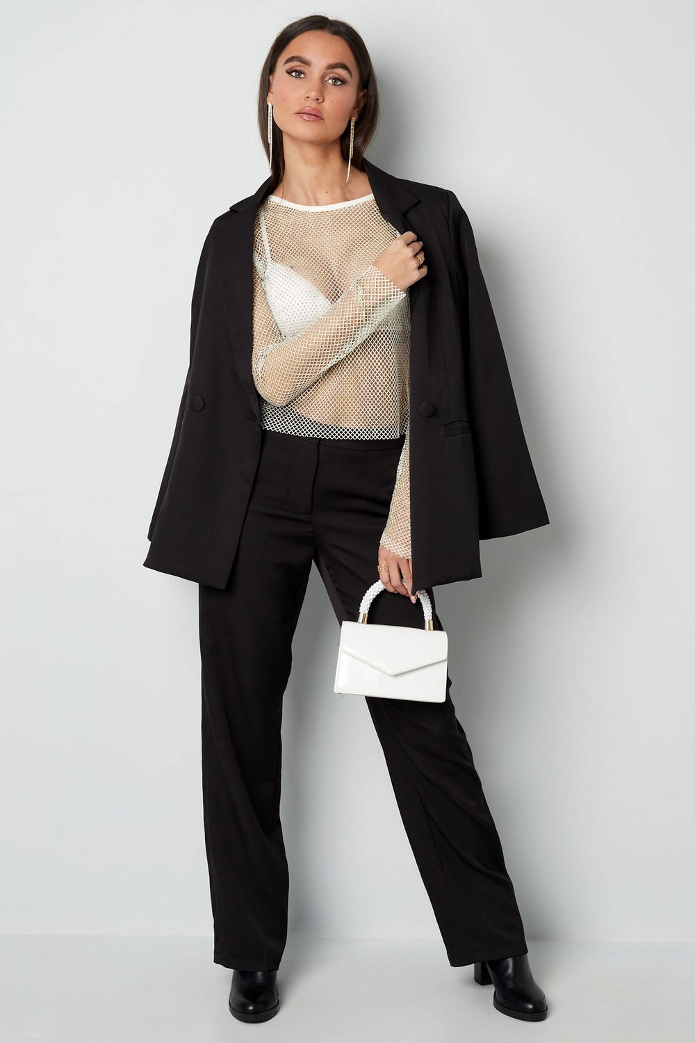 Top scintillante a maniche lunghe - bianco - S Immagine5