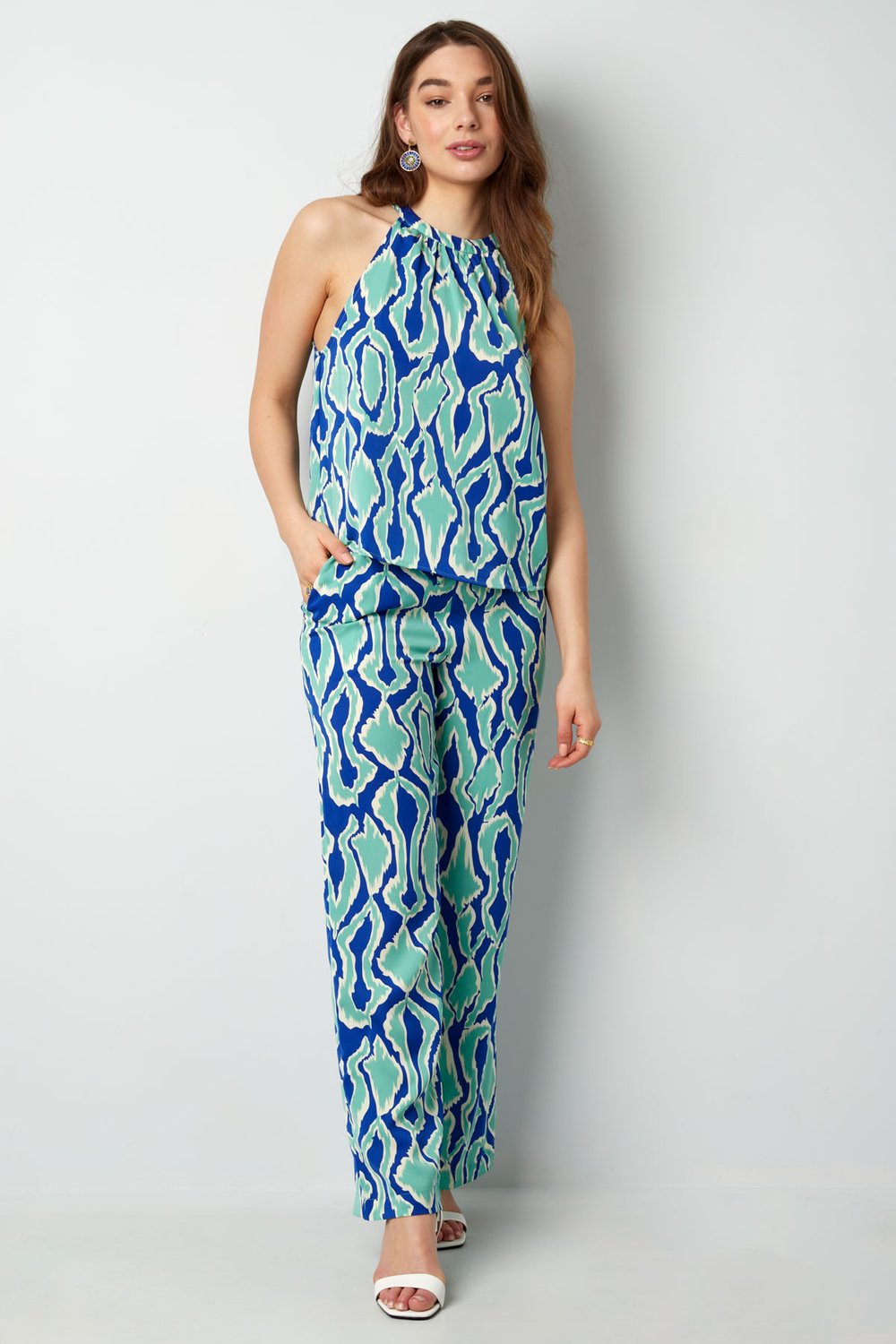 Buntes Neckholder-Top mit Aufdruck - Orange/Rosa  h5Bild4