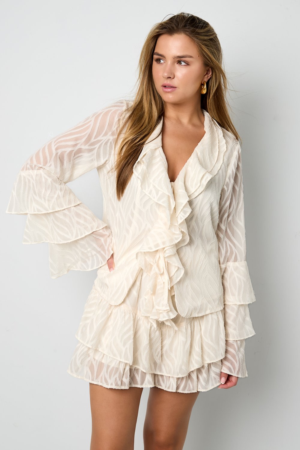 Co-ord Set White Leaves - Long Sleeve Tops h5Picture5