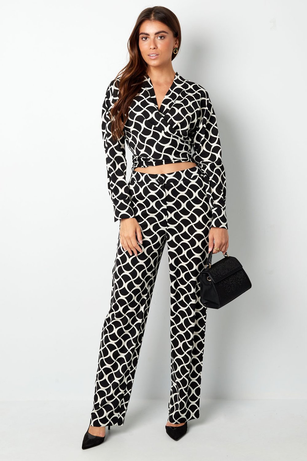 Hose mit Grafikdruck in Kamel h5Bild6