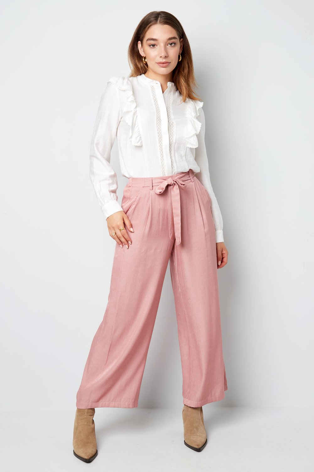 Pantalone lungo dettaglio fiocco beige h5Immagine2