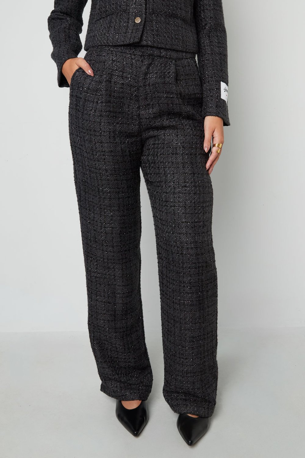 Polyester fiber (polyester) Straight pants Checkered Elegant Fall/Winter  Clothes h5Picture4