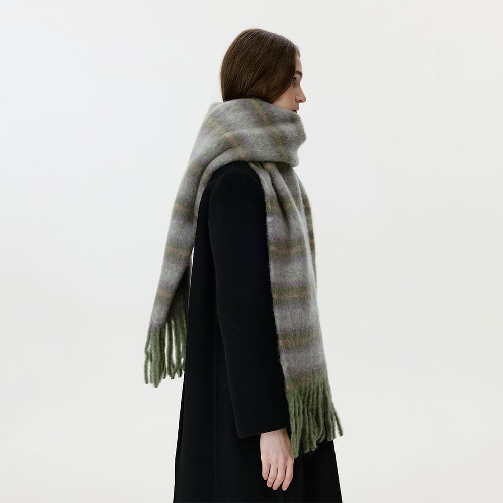 1 Stück Retro-Streifen-Winterschal aus Viskose und Wolle h5Bild4